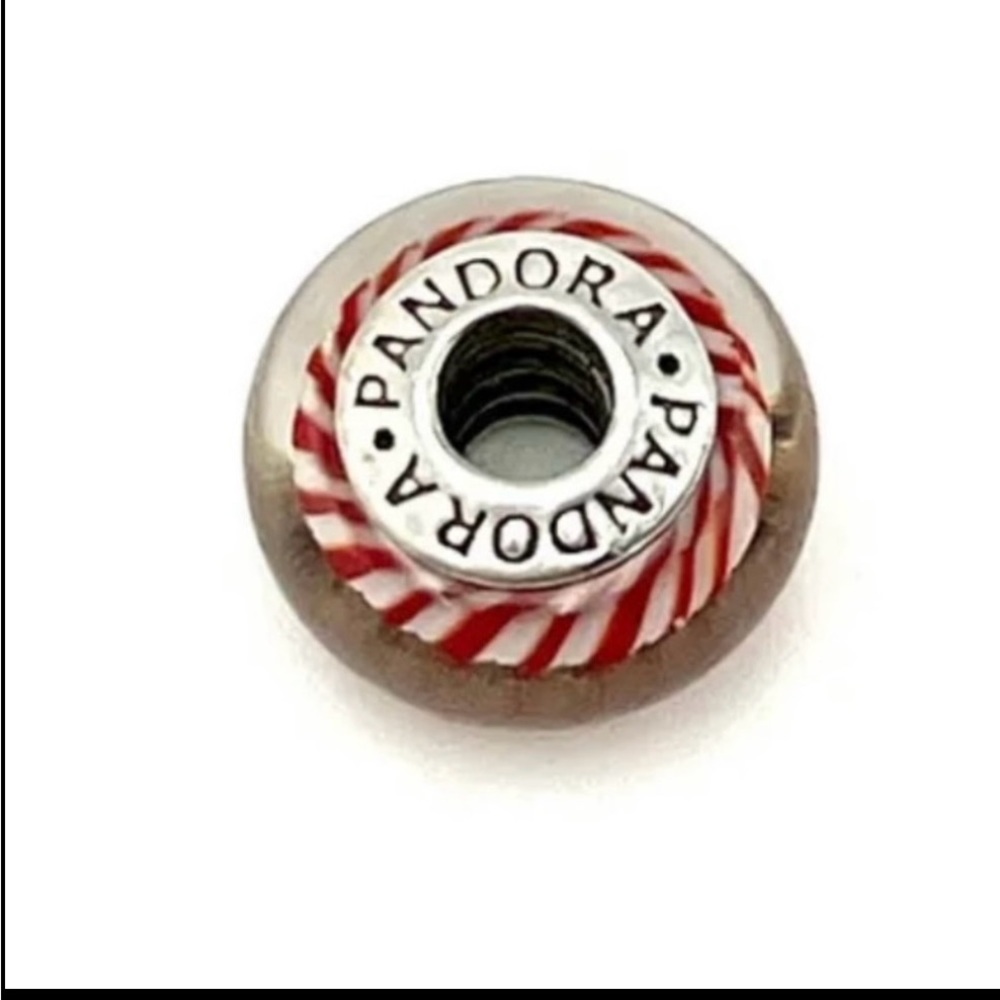 Pandora Sterling Silver Red
Candy Cane Striped Murano
Glass Bead Charm 790680